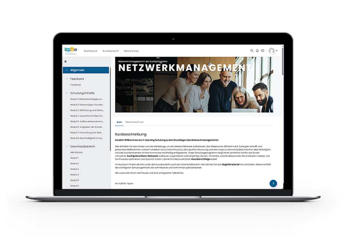 Ein Laptop auf dem die Plattform Netzwerkmanagement geöffnet ist