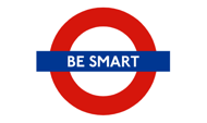 Logo des Projekts „Be Smart“ mit rotem Ring und blauen Balken